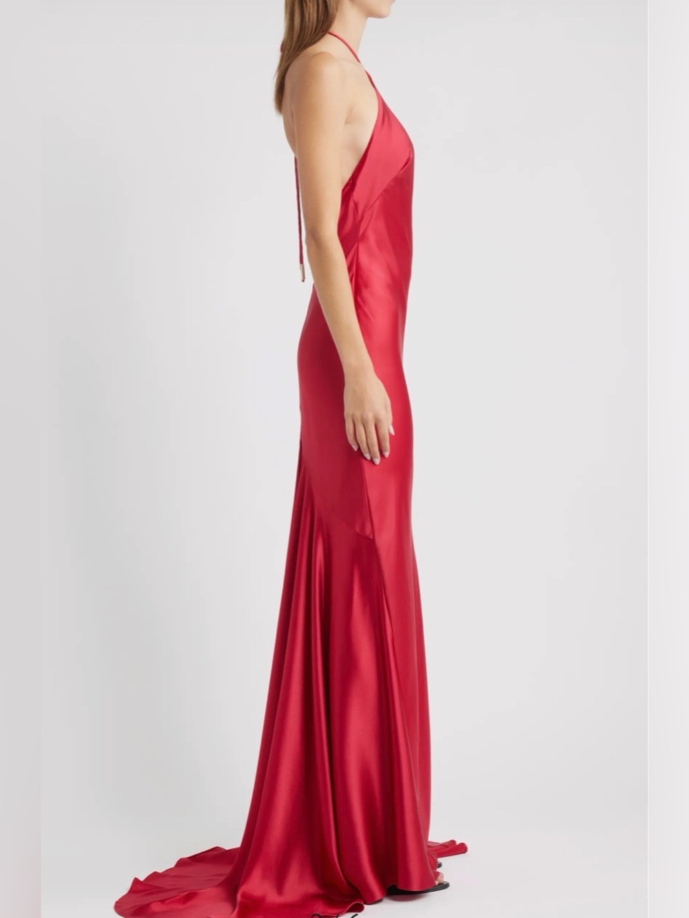 Acler Red Tarnacre Red Satin Halter Gown, Size 10